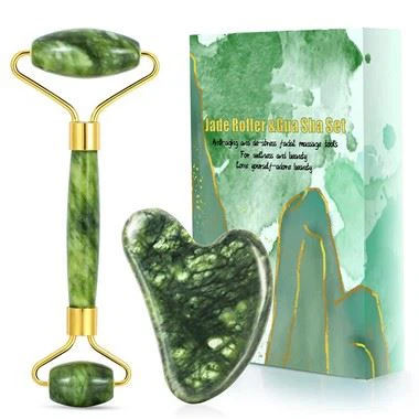 Anti åldrande 100% Natural Jade Roller Gua Sha Facial Tools