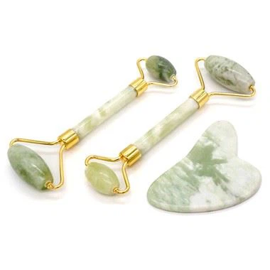Luxury Facial Skincare Jade Roller och Gua Sha Set